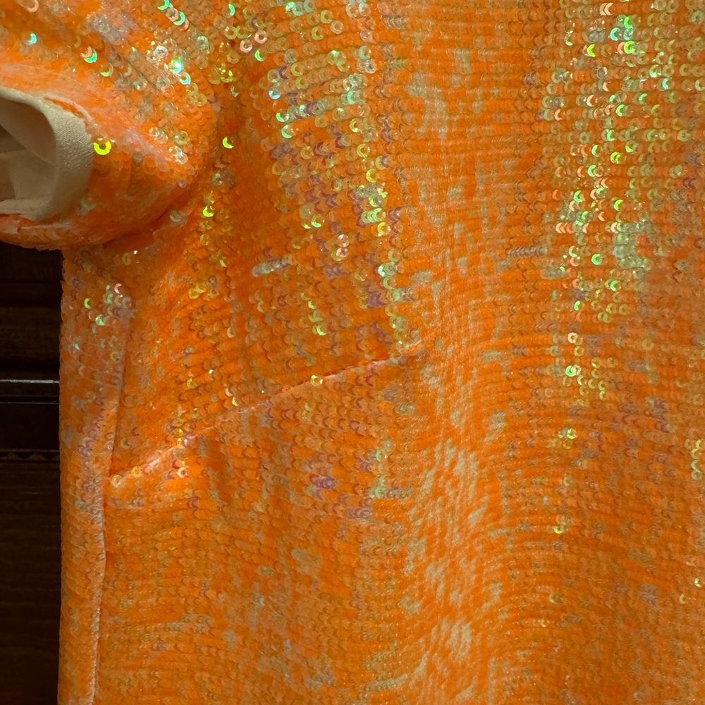 J. Crew Orange Sequin Shell long dress - Picture 7 of 13